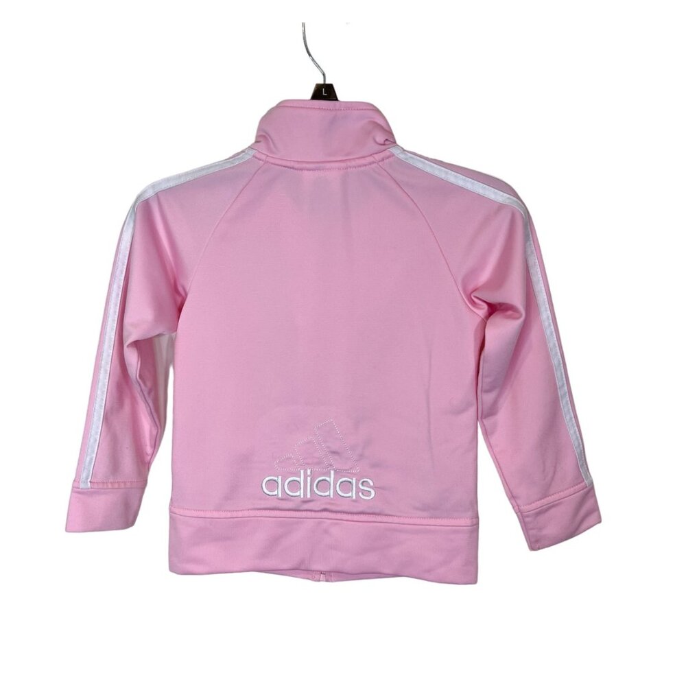 Adidas Girls Pink & White Full Zip Athletic Track Long‎ Sleeve Jacket Size 4T - Picture 2 of 8